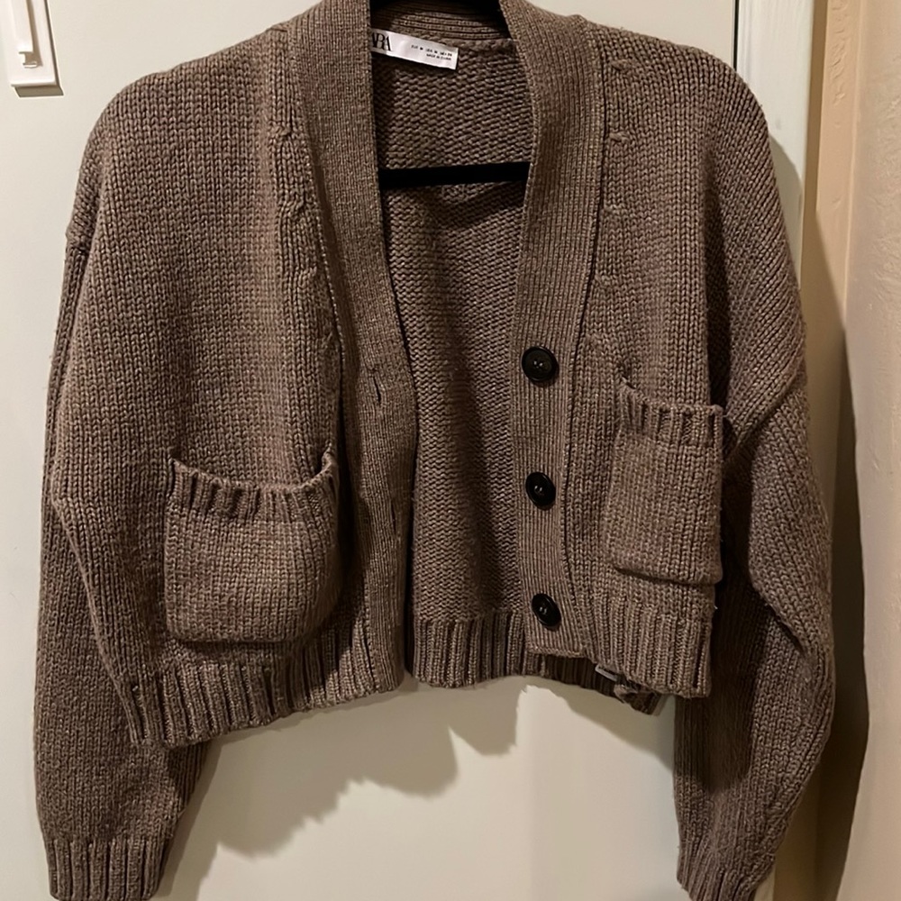 Zara cropped knit cardigan